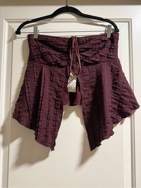 Urban Outfitters Plum Textured High-Low Drawstring top